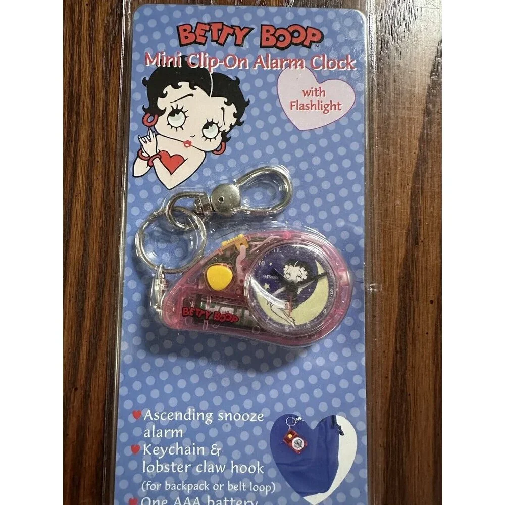 NEW BETTY‎ BOOP MINI CLIP-ON ALARM CLOCK FLASHLIGHT for BACKPACK or BELT LOOP